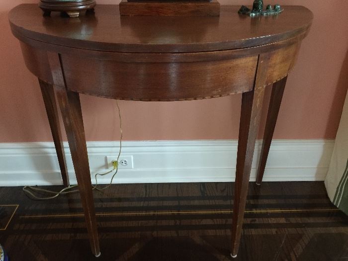 Mahogany Inlaid Flip Top Round Card Table, c.1840 (36" x 18" x 30")  