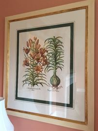 Pair of Signed Hand Colored Ponte Vecchio Botanical Artwork (32" x 36")  