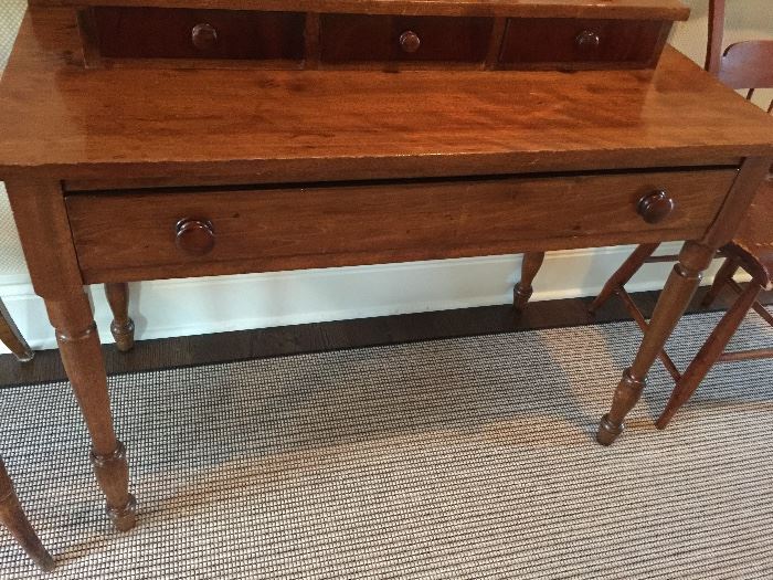 Tiered Mahogany Desk with Gallery and  3 Drawer Over 1 Drawer, c.1840 (41" x 19" x 37") 
