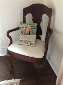 Antique Mahogany Arm Chair with Ball and Claw Feet , c.1870 (24" x 21"x 39")