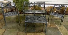 Outdoor Wrought Iron Round Table, 6 Outdoor Wrought Iron Chairs,  Outdoor Wrought Iron Love Seat, Outdoor Wrought Iron Coffee, Outdoor Wrought Iron End Table  