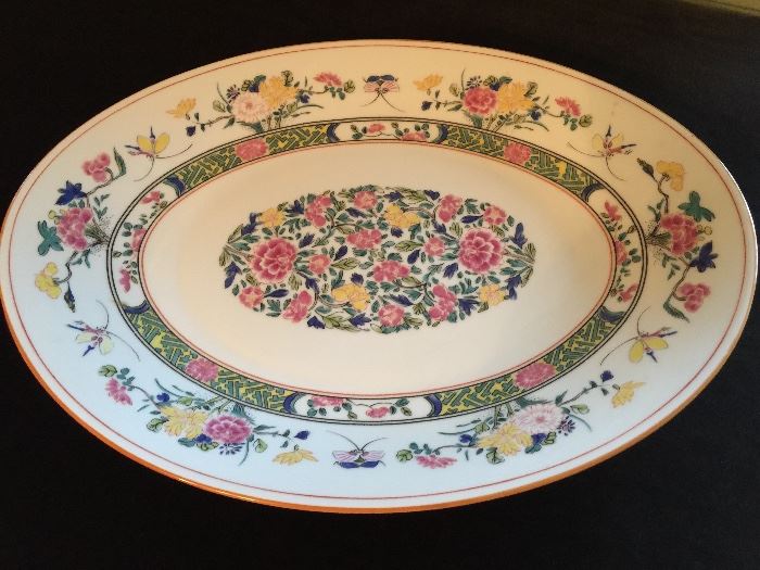 Limoges Puiforcat, 16 Large and 16 Salad Plates, 12 Soup Bowls, 8 Teacups and Saucers, 1 Platter  