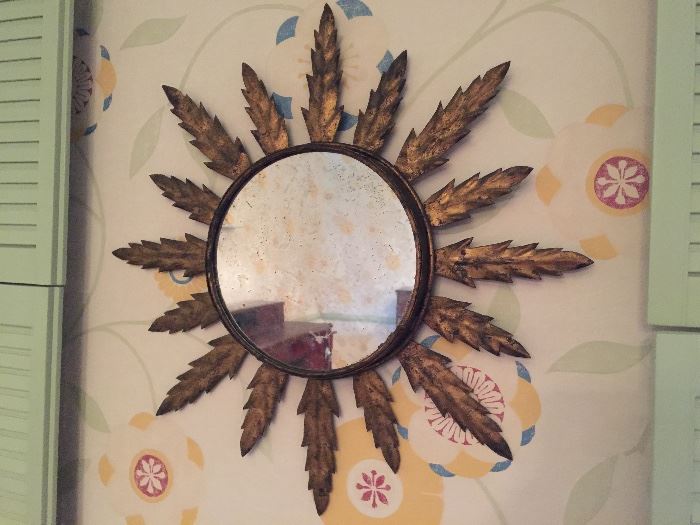 Antique Gold Leaf Sunflower Mirror, c.1850 (22" x 22") 