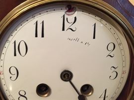 Mahogany Inlaid Wallace Table Clock, c.1870 (As Is) (7" x 5" x 11") 