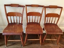 3 Pine Pillowback Side Chairs