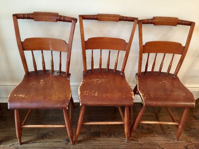 3 Pine Pillowback Side Chairs