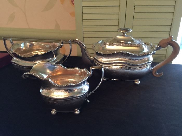 Irish Sterling Silver 3 Piece Tea Set, c.1810