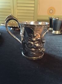 American Coil Silver Child's Cup, Beautifully Ornate, Peter Krider, Philadelphia    
