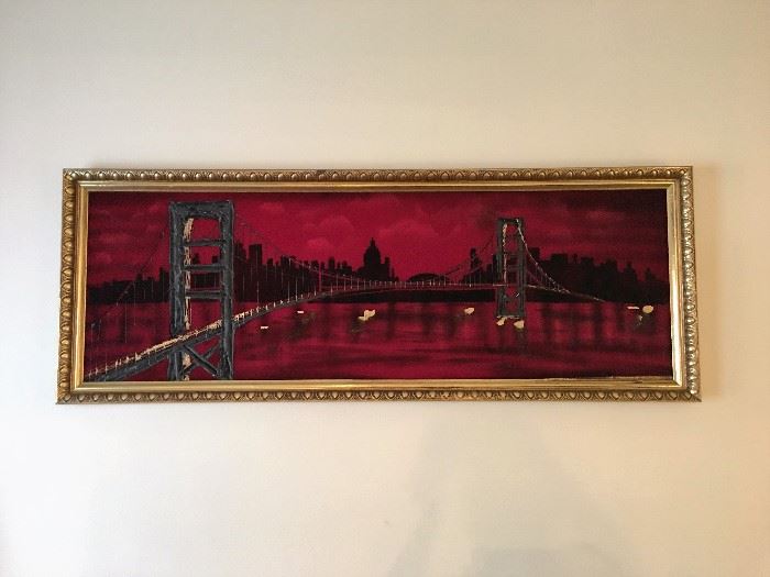 RARE Paint on Red Felt Canvas (San Francisco Bay Bridge)
