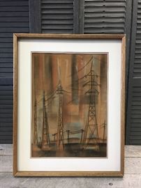 Professionally framed, vintage, original pastel on velvet paper by Sandy, dated 1969. Measures Approx 31 inches by 24 inches.