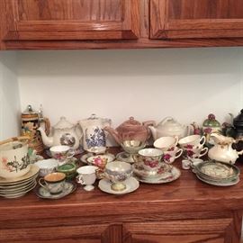 Tea cups and tea pots all over 