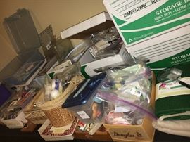 Big table full of craft and sewing items--working now to organize the mountain of craft goodness.