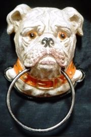 Cast iron bulldog towel holder
