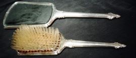 Sterling silver brush and mirror