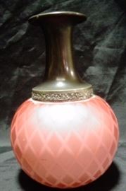 Pink satin and pewter vase