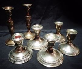 lot of sterling silver candlesticks