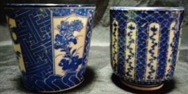 blue and white cups