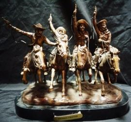 bronze on marble statues