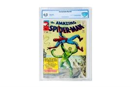 Marvel Comics "Amazing Spider-Man" Issue 20 CBCS Grade 4.0 Featuring First Appearance of The Scorpion: A graded edition of The Amazing Spider-Man. This comic is issue #20 (January 1965) and is held in a sealed acrylic casing. This comic features the first appearance of The Scorpion, a major villain in the Spider-Man franchise. The comic has been graded 4.0 by CBCS Comics. 