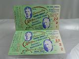 (2) August 4, 1944 tickets to Shibe Park for commemoration game of Connie Mack 5oth year in Major League Baseball NY Yankees vs. Philadelphia Athletics.