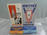 Group of ephemera, which includes a 1940, 1943 Philadelphia Athletics roster and a 1942, 1943 American League schedules.