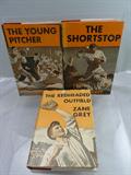 Group of (3) Zane Grey baseball books entitled The Young Pitcher, The Shortstop and The Red Headed Outfield