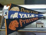 Group of (3) Vintage Pennants:  (2) Princeton, (1) Yale.