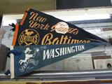 (3) Baseball Pennants: NY Giants, Baltimore Orioles, Washington Senators.