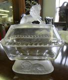 Antique Pressed Glass Covered Dish