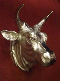 LARGE CAST ALUMINUM BULL WALL SCULPTURE