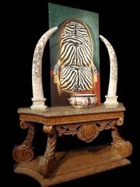 NEOCLASSICAL MARBLE TOP CONSOLE TABLE