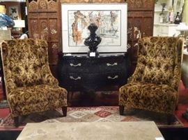 PAIR LANE FURNTURE UPHOLSTERED WING CHAIRS, LIKE NEW CONDITION