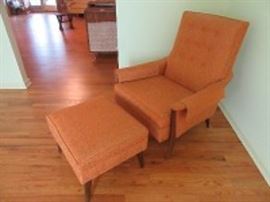 mid century modern chair with odoman