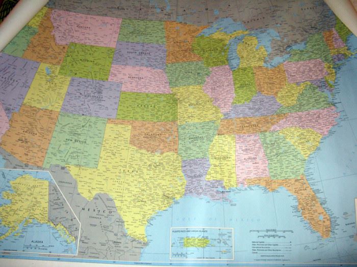 large plain paper US map
