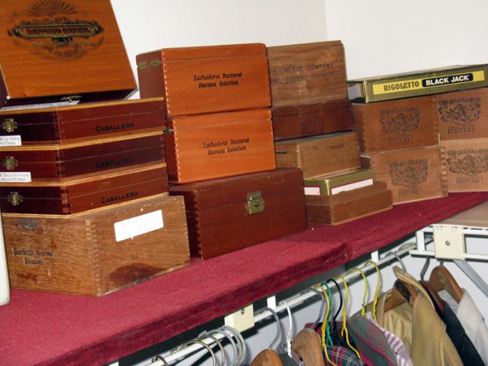 cigar boxes, some old & many, not pictured, contain garage hardware