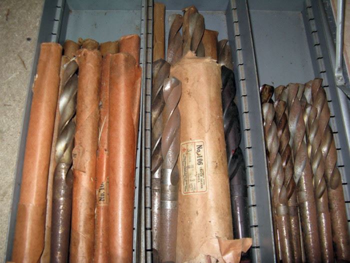 morse taper shank high speed steel (HSS) drill bits, HUGE sizes, fit right into the machine, in-place of the chuck