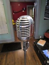 Antique microphone and stand (non-operational)