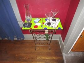 Stained glass bar & wine rack by local artist Joey Williams