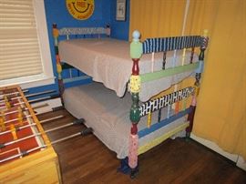 Eclectic painted wood twin bunk beds