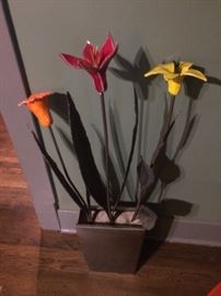 Ceramic and steel flowers by local artist Jen Winfrey