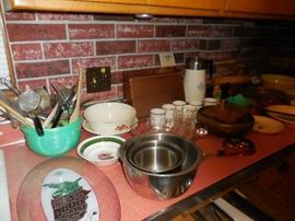 Stainless Mixing Bowls. Mid Century US Platter