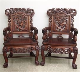Pr. Chinese Rosewood Armchairs