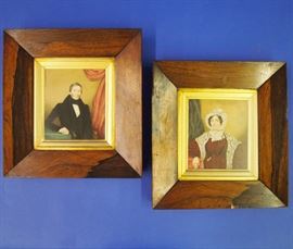 Pr. Watercolor Portraits, Rosewood Frames