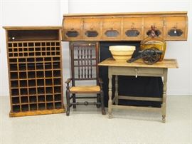 Tavern Table, Seed Display Bin, Sorting Cupboard, Arm Chair