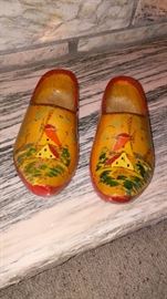 Hand Painted Wooden Dutch Shoes.