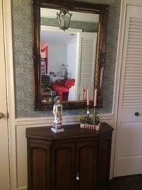 Entry console and framed mirror