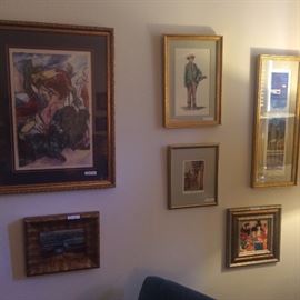 Variety of framed art