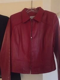 Sharon Young red leather jacket