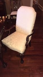One of 2 Stanley Furniture mahogany dining arm chairs - 22" wide X 17.5 deep  x 38" high- (shown at another location) 