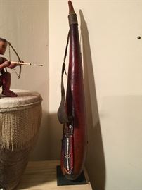 Vintage Maasai beaded milk gourd